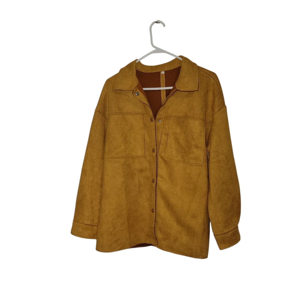 NWT Tamsy Women's Mustard Faux Suede Shacket  Sz M